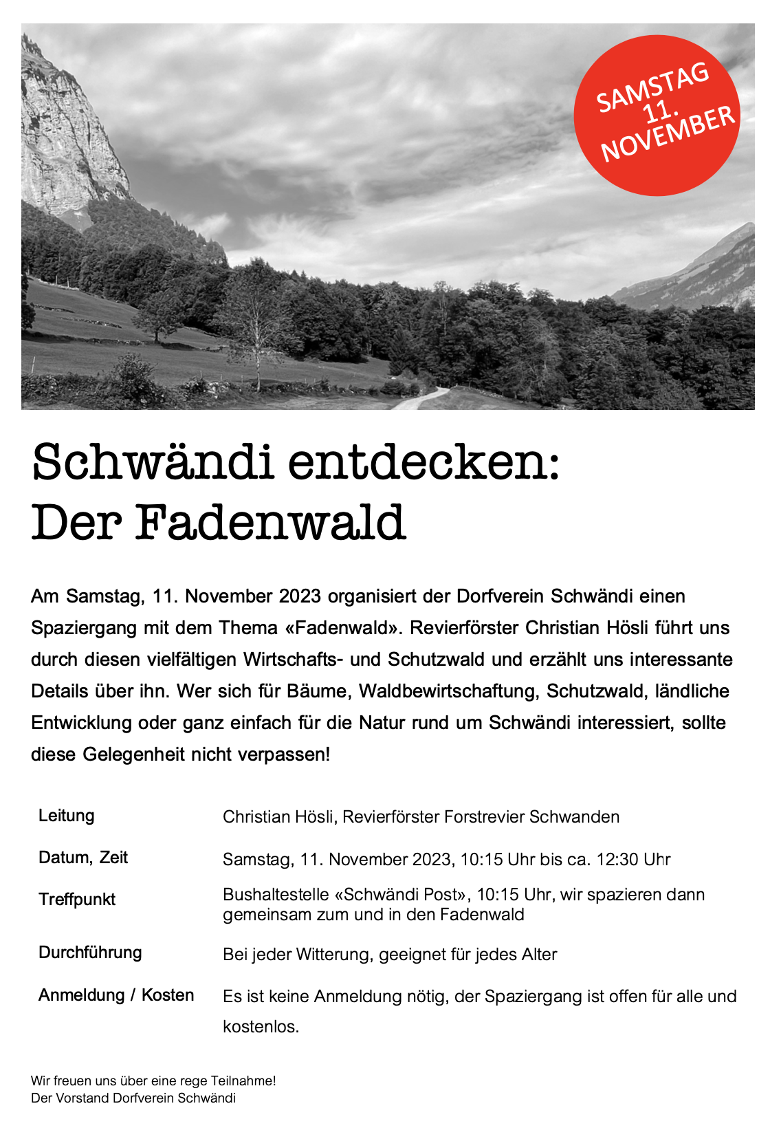 Dorfverein Schwändi Schwändi entdecken: Der Fadenwald